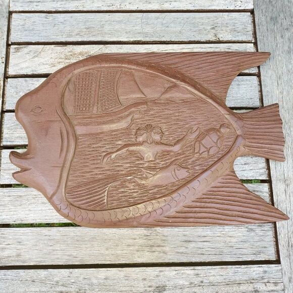 Vintage Handcarved Hawaiian Wooden Plaque - Picture 1 of 7
